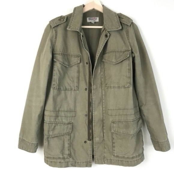 Ecote Womens Army Green Military Jacket 